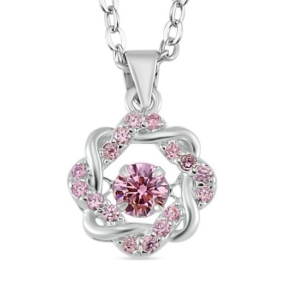 Simulated Pink Diamond 1.10 ctw Pendant in Platinum Over Sterling Silver - Picture 1 of 4